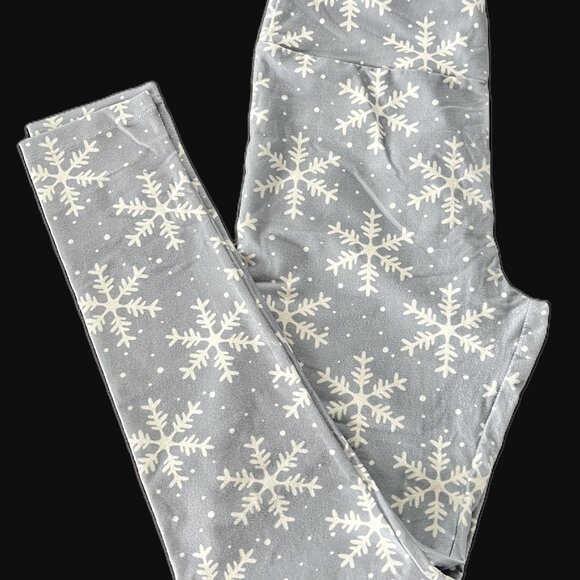 Womens Charlies Project Gray/White Snowflake Leggings Tween JRS 10 - Adult 4 - Picture 1 of 6